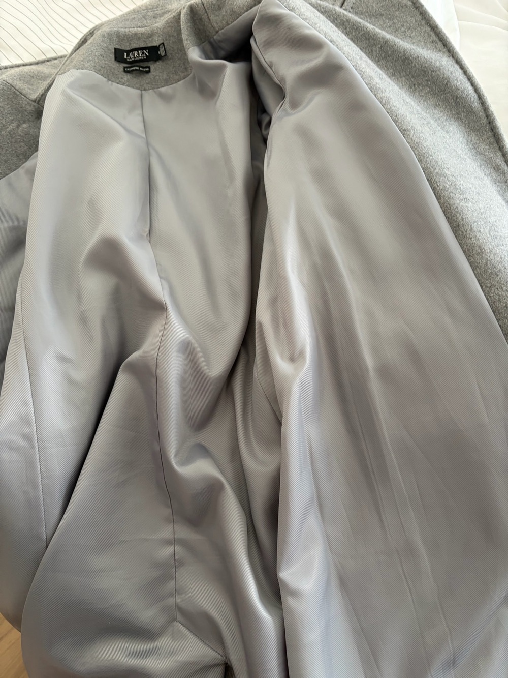 Ralph Lauren Gray Wool-Blend Belted Trench Coat - Picture 5 of 6